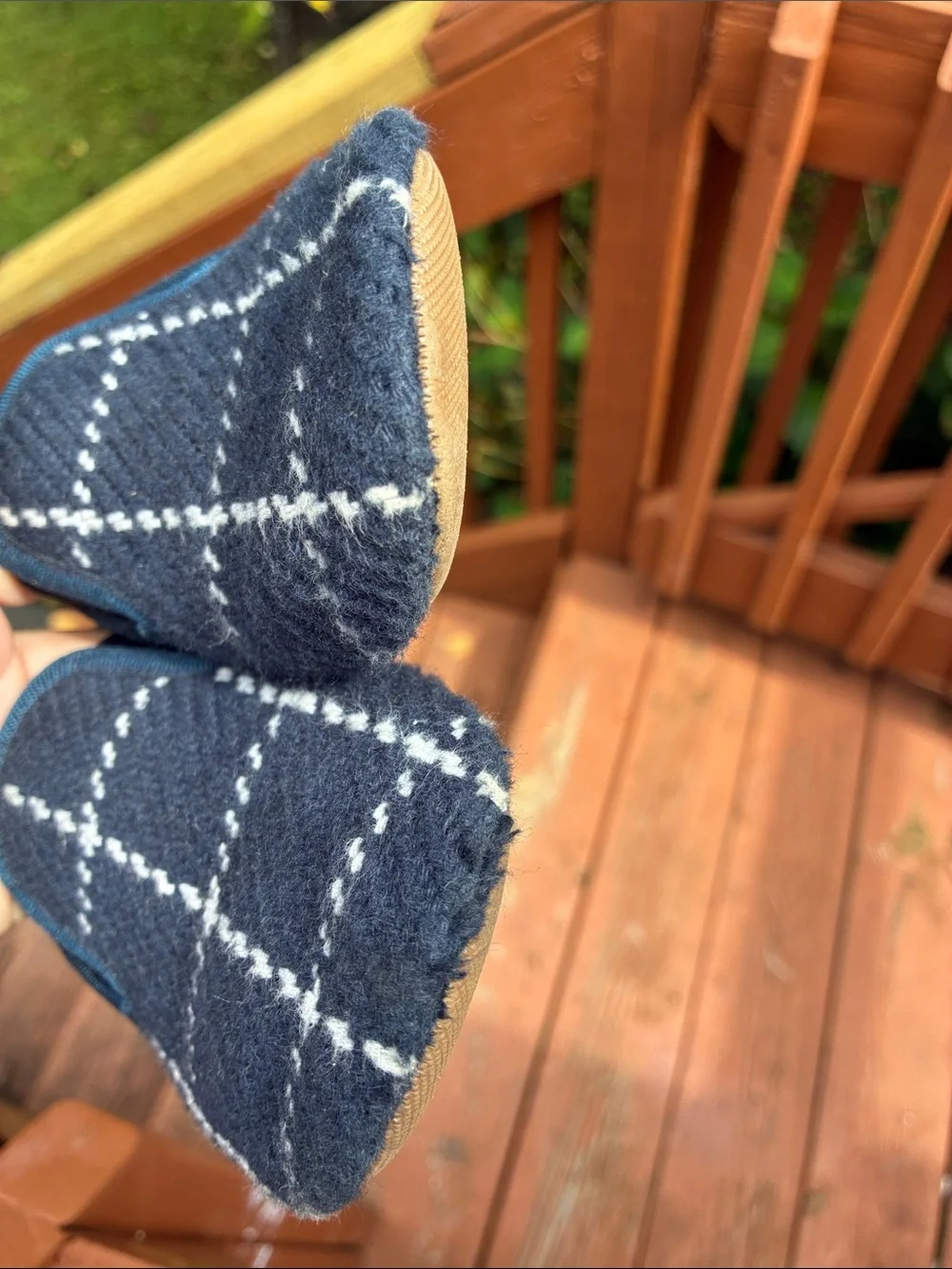 Pepe Navy and White Plaid Kids Moccasins